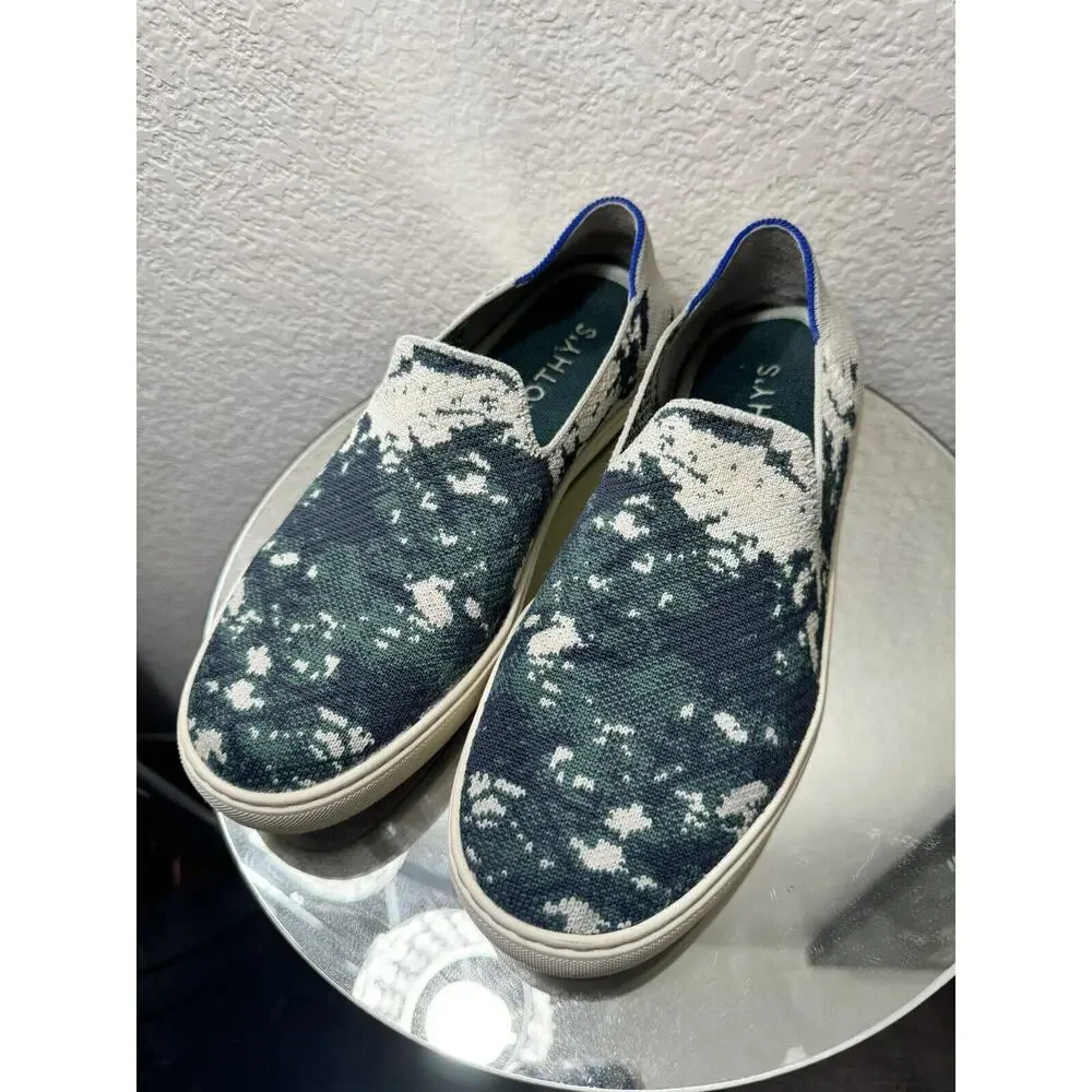 Rothys The Original Sneaker Shibori Tye Dye Limited Edition Sea Green Size 10 - Picture 3 of 8